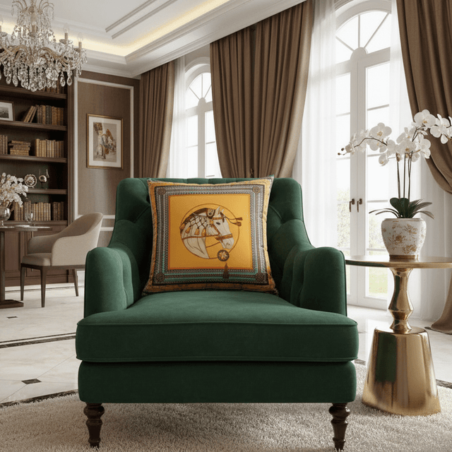 Yellow Horse Velvet Pillow Cover pillow covers - Palatium Lux