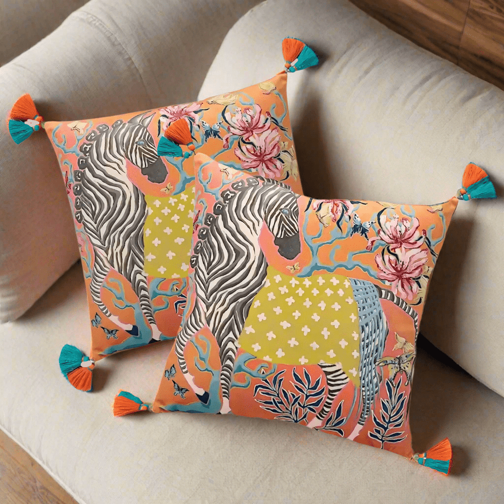 Zesty Orange Zebra Pillow Cover pillow covers - Palatium Lux