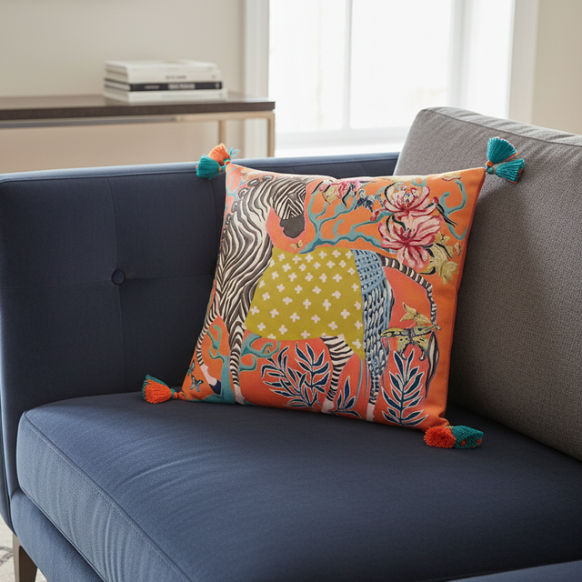 Zesty Orange Zebra Pillow Cover pillow covers - Palatium Lux