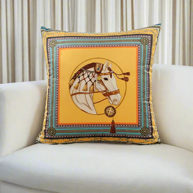 Horse Peachskin Pillow Cover Knight pillow covers - Palatium Lux