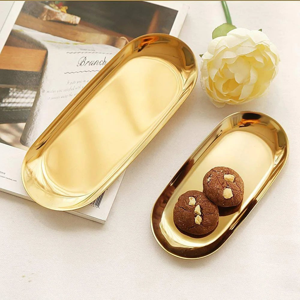 Golden Stainless Steel Serving Tray tray - Palatium Lux