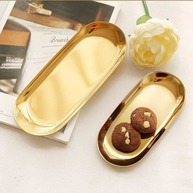 Golden Stainless Steel Serving Tray tray - Palatium Lux
