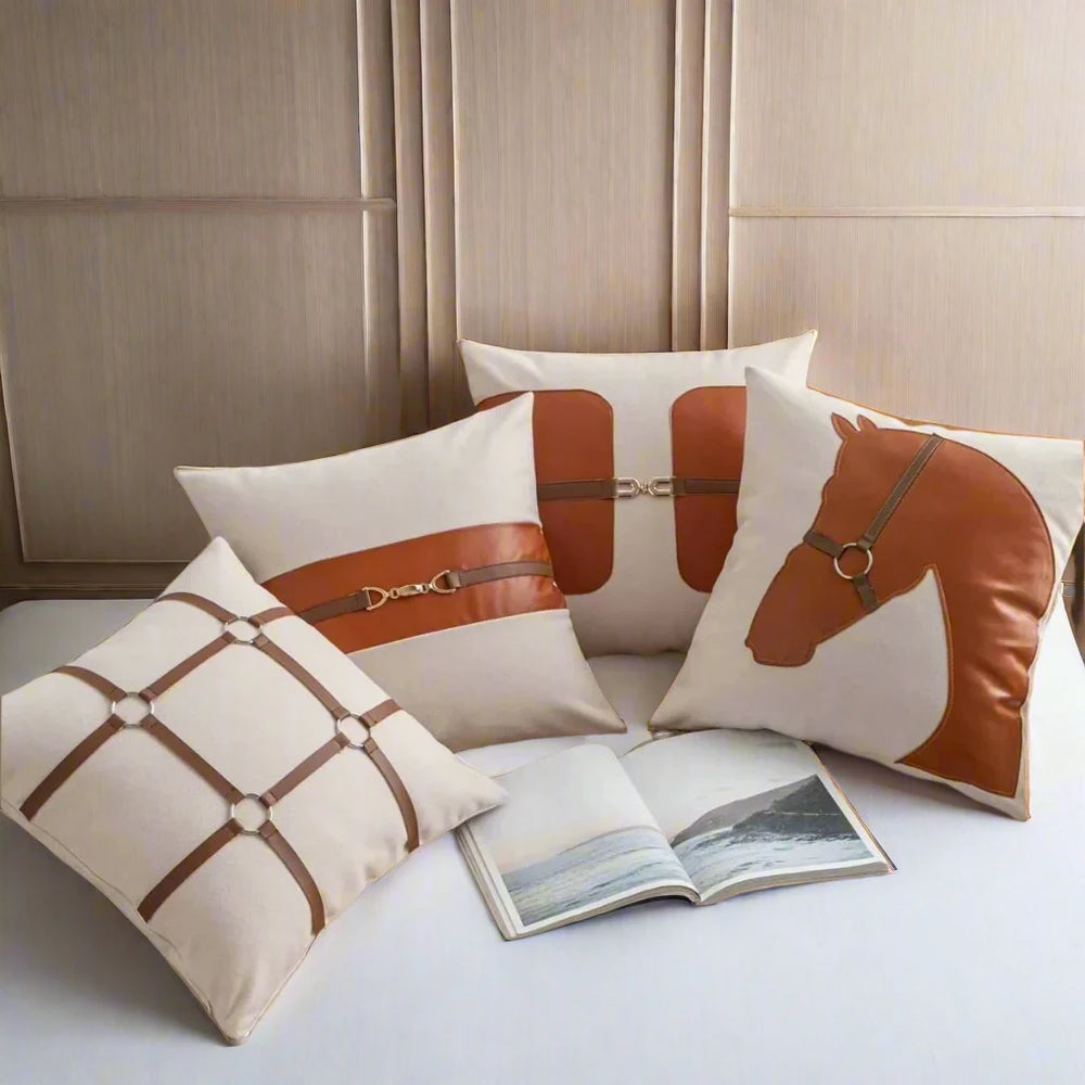 Chloe Leather - Buckled Horse pillow covers - Palatium Lux