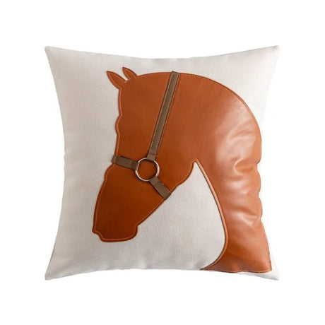 Leather-Buckled Horse Pillow Cover 45cmx45cm - Palatium Lux