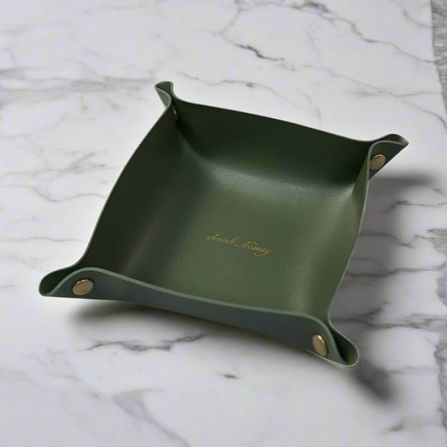 Army leather valet tray – Key Essentials premium organizer for keys & accessories