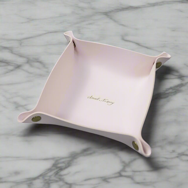 Blush leather valet tray – Key Essentials premium organizer for keys & accessories