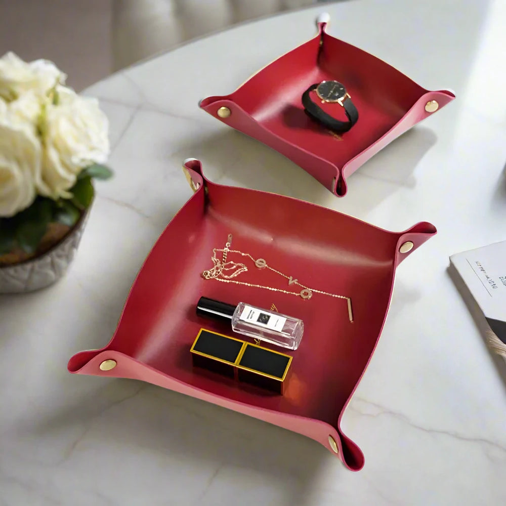 Ruby leather valet tray – Key Essentials premium organizer for keys & accessories