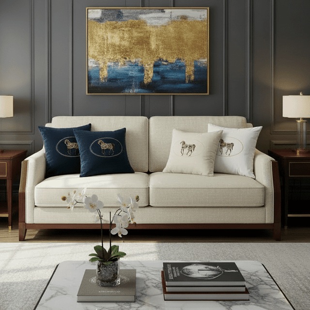 American Embroidered Horse Pillow Cover pillow covers - Palatium Lux