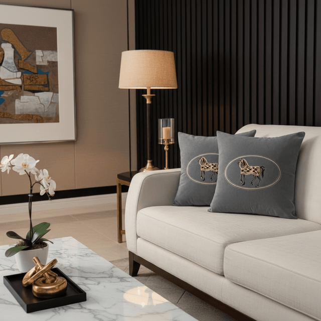 American Embroidered Horse Pillow Cover pillow covers - Palatium Lux