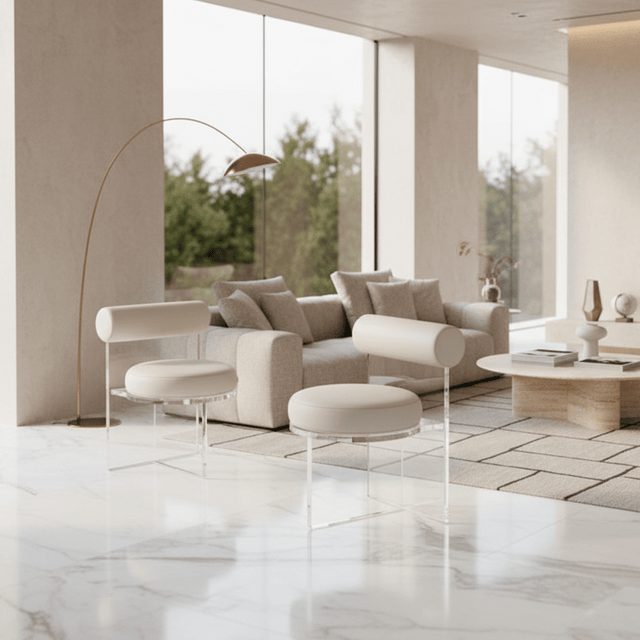 Aurora Mirage Stool - Ivory White - Palatium Lux