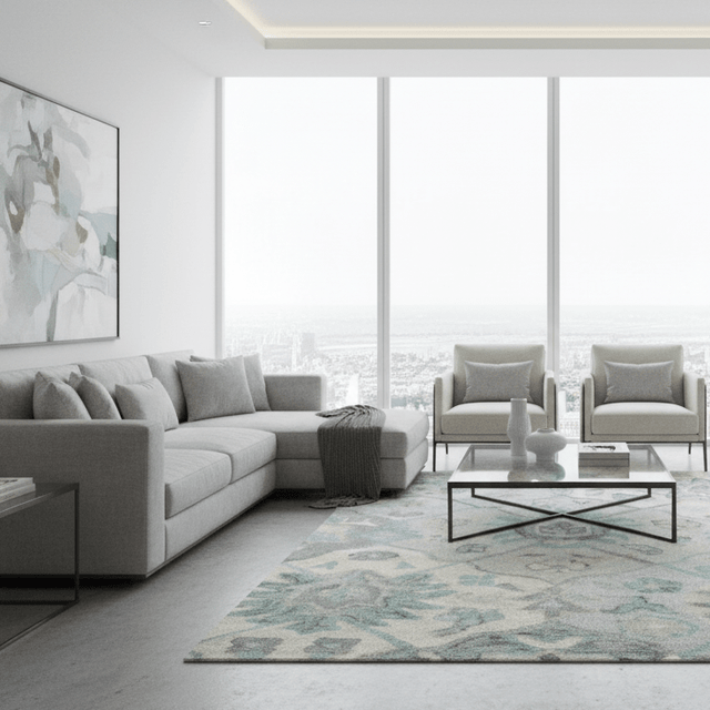 Azul Claro Hand Tufted Wool Rug - 5 x 8 Rugs - Palatium Lux