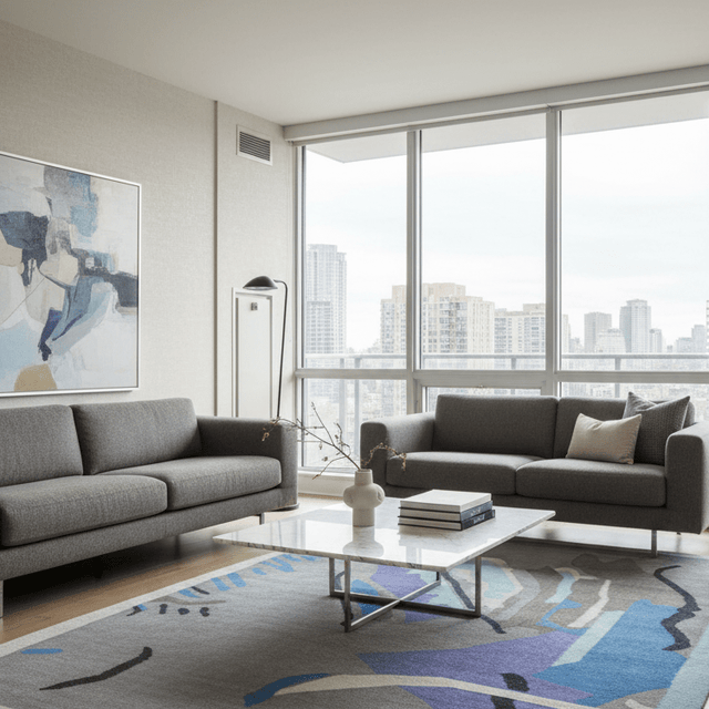 Azzurro Handwoven Wool Rug - 5 x 8 Rugs - Palatium Lux