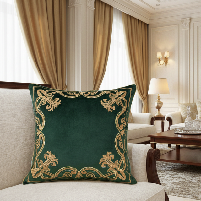 Baroque Embroidered Pillow Cover