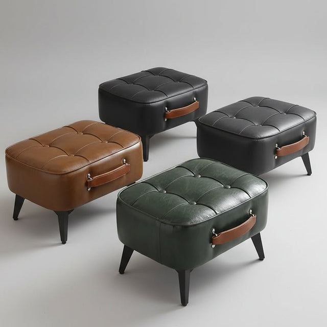 Black Luca Montero Faux Leather Stool - Palatium Lux