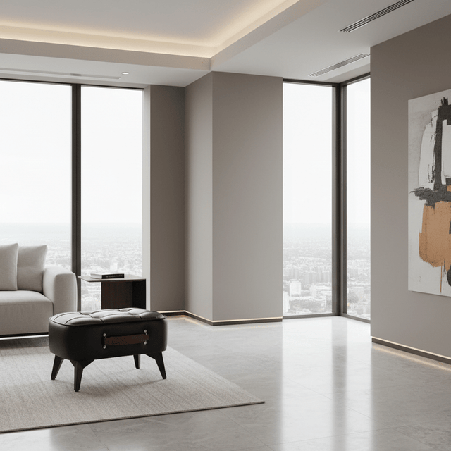 Black Luca Montero Faux Leather Stool - Palatium Lux