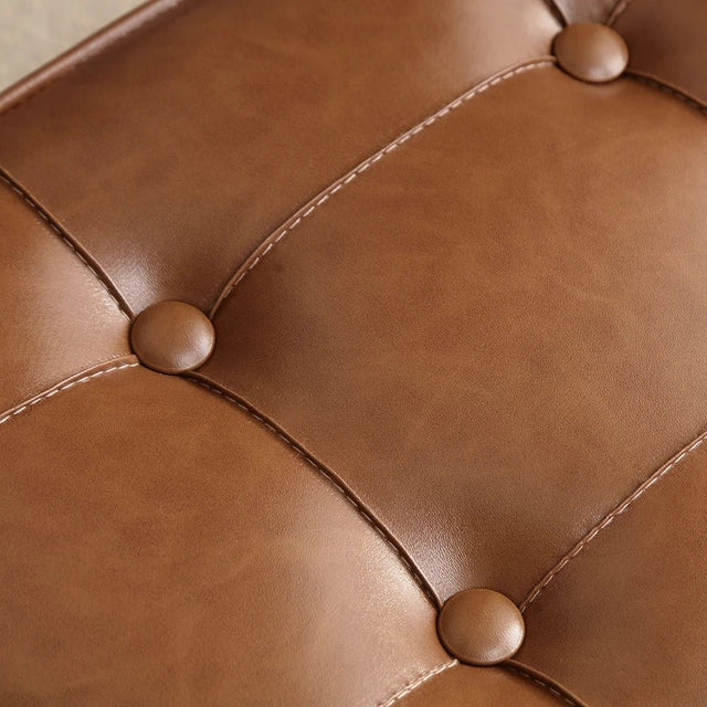 Brown Luca Montero Faux Leather Stool - Palatium Lux