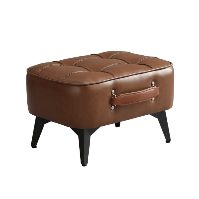 Brown Luca Montero Faux Leather Stool - Palatium Lux