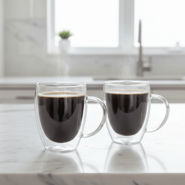 Calista Double Wall Glass Mug Set Kitchen - Palatium Lux