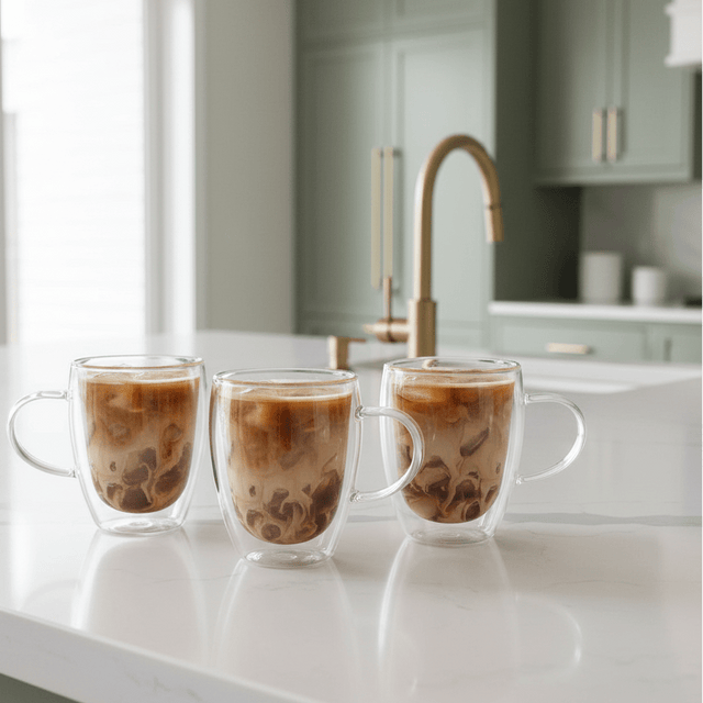 Calista Double Wall Glass Mug Set Kitchen - Palatium Lux