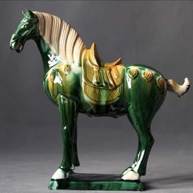 Dynasty Warrior Ceramic Horse Green statue - Palatium Lux