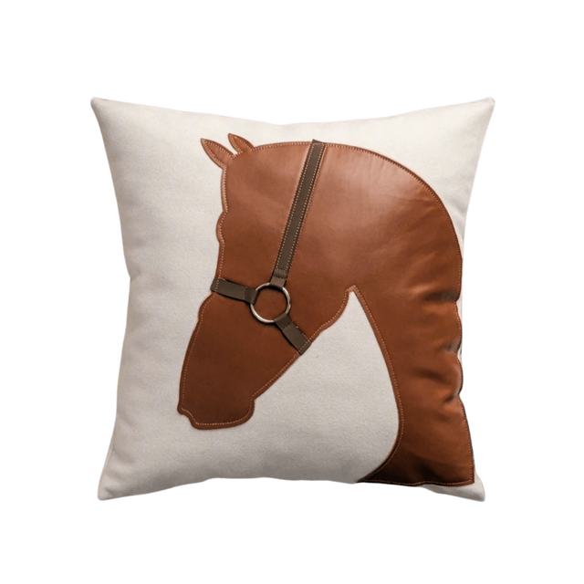 Funda de almohada de caballo con hebilla de cuero 45 cm x 45 cm