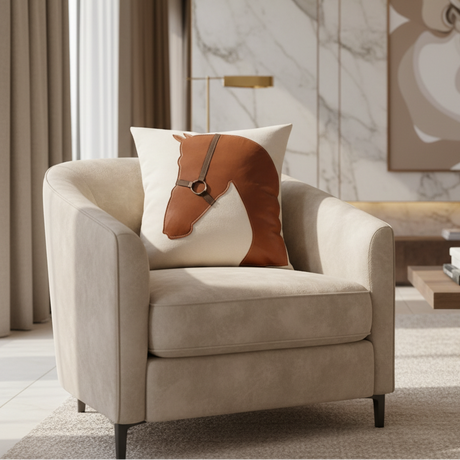 Funda de almohada de caballo con hebilla de cuero 45 cm x 45 cm
