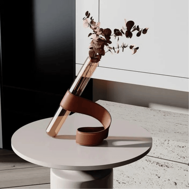 Daring Leather Wrapped Vase vases - Palatium Lux