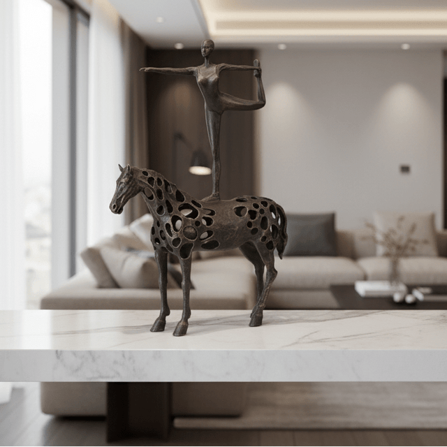 Equestrian Dancer Metal Statue statue - Palatium Lux