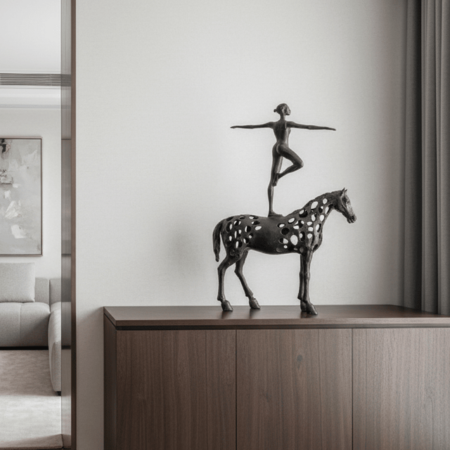 Equestrian Dancer Metal Statue statue - Palatium Lux
