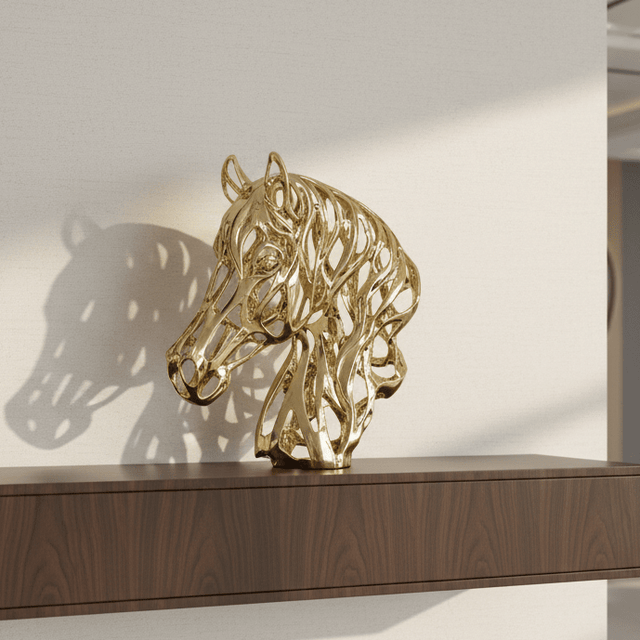 Ethereal Gold Stallion Head Statue statue - Palatium Lux