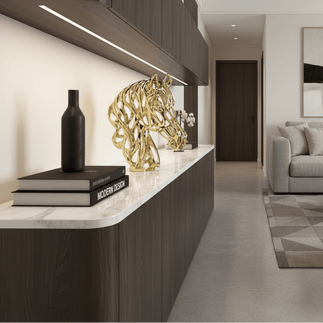 Ethereal Gold Stallion Head Statue statue - Palatium Lux