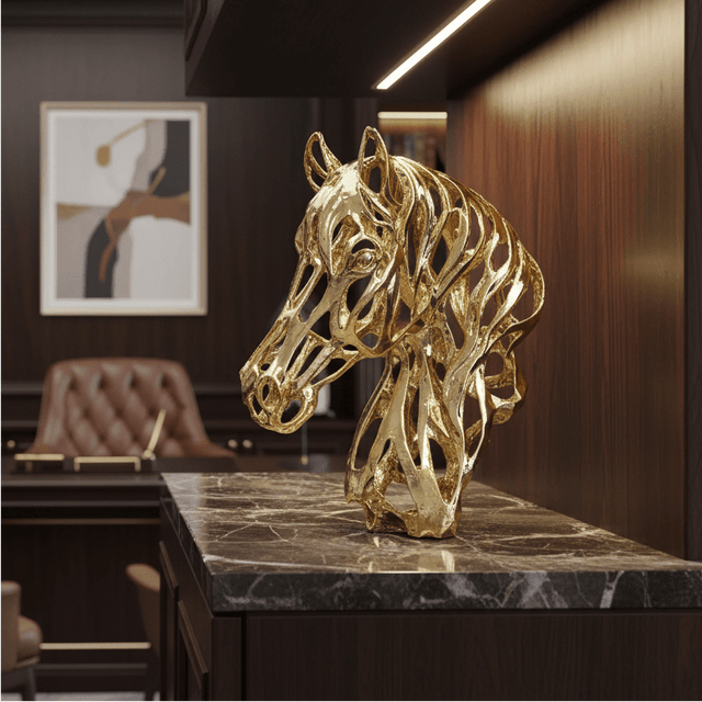 Ethereal Gold Stallion Head Statue statue - Palatium Lux