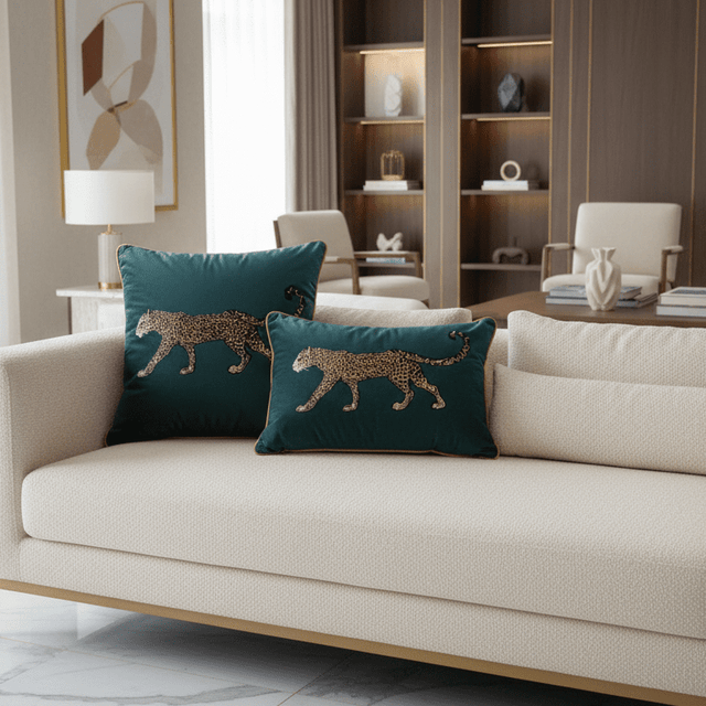 Feline Majesty Embroidered Pillow Cover Pillow Cover - Palatium Lux