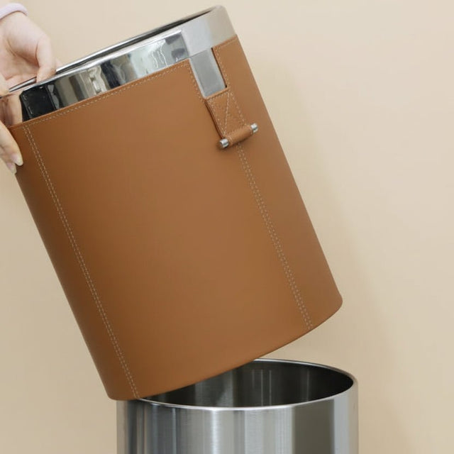 Firenze Leather Waste Bin - Palatium Lux