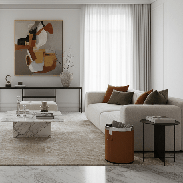 Firenze Leather Waste Bin - Palatium Lux