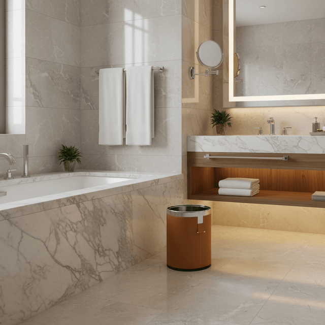 Firenze Leather Waste Bin - Palatium Lux