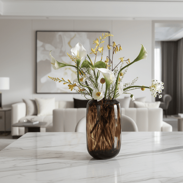 Florentine Amber Glass Vase Vase - Palatium Lux