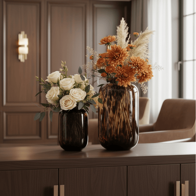 Florentine Amber Glass Vase Vase - Palatium Lux