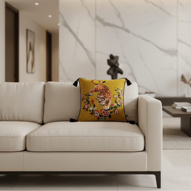 Golden Emperor Tiger Pillow Cover Pillow Cover - Palatium Lux