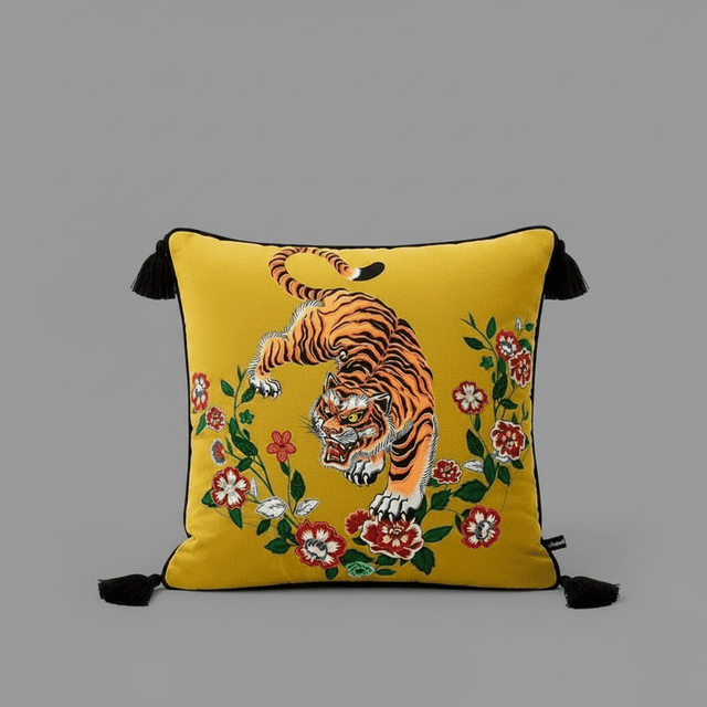 Golden Emperor Tiger Pillow Cover Pillow Cover - Palatium Lux