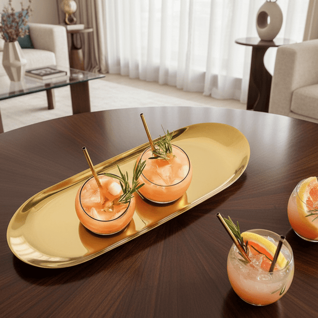 Golden Stainless Steel Serving Tray tray - Palatium Lux