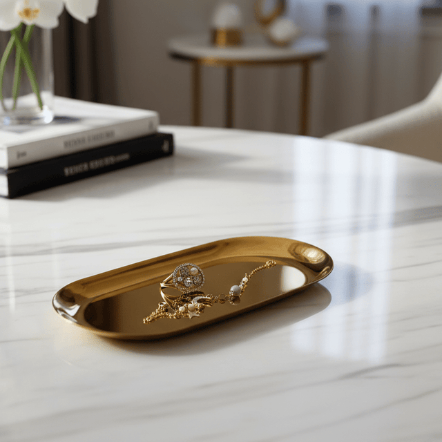 Golden Stainless Steel Serving Tray tray - Palatium Lux