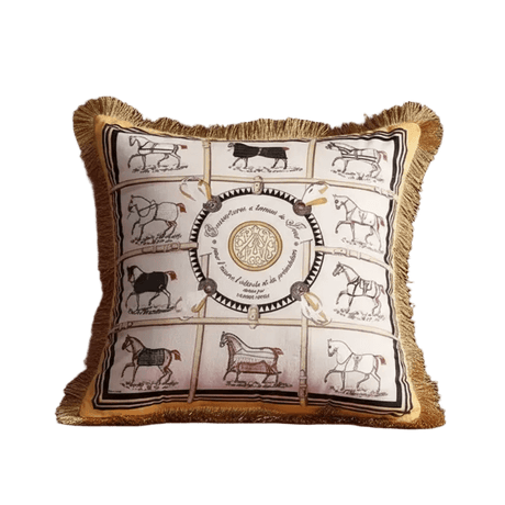 Golden Stallions Velvet Pillow Cover pillow covers - Palatium Lux
