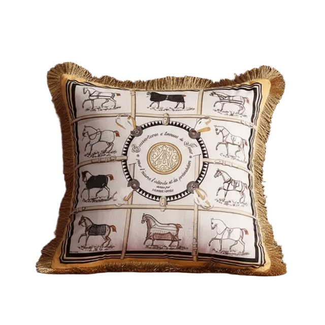Golden Stallions Velvet Pillow Cover pillow covers - Palatium Lux