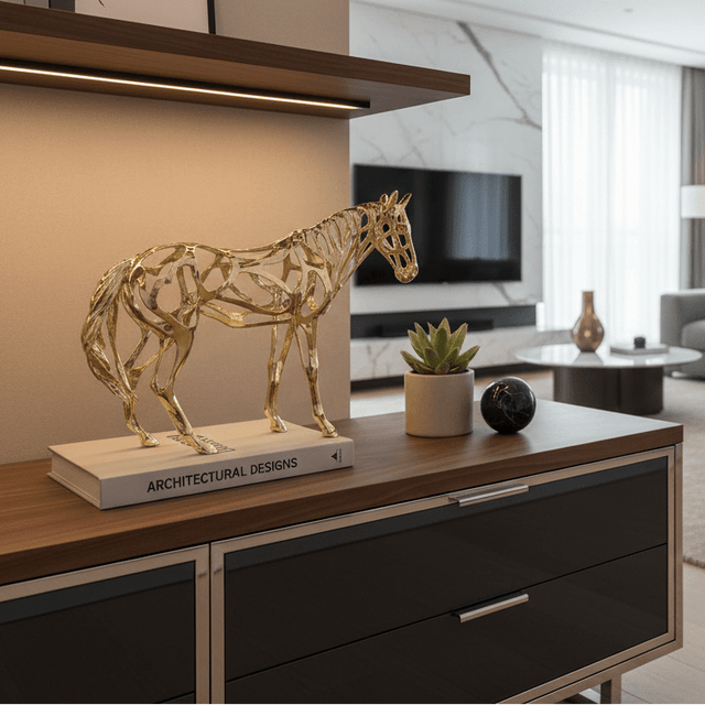 Golden Steed Horse Statue statue - Palatium Lux