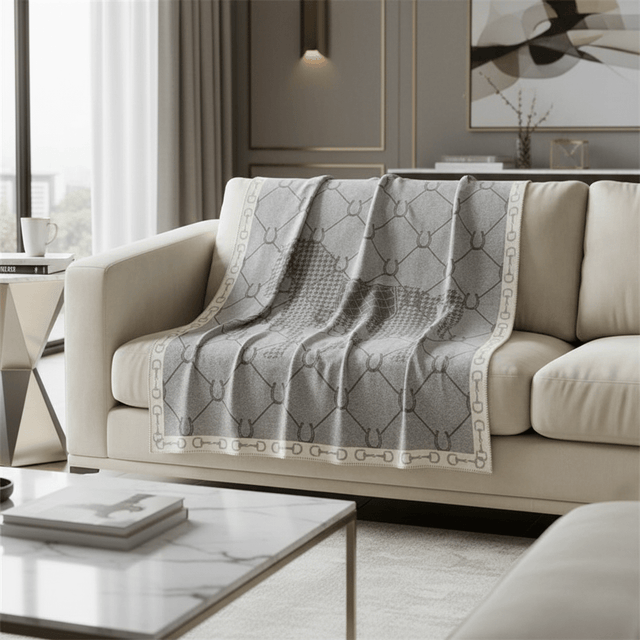 Gray Manor Horse Throw Blanket blanket - Palatium Lux