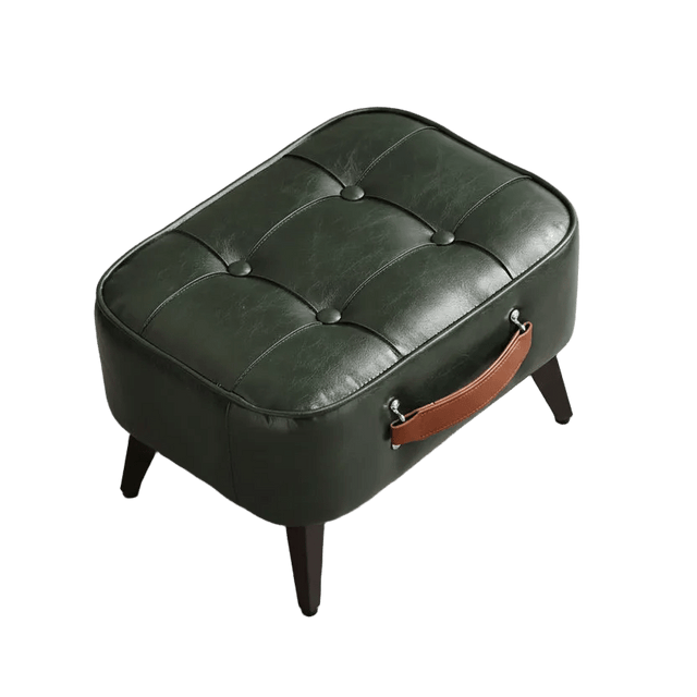 Green Luca Montero Faux Leather Stool - Palatium Lux