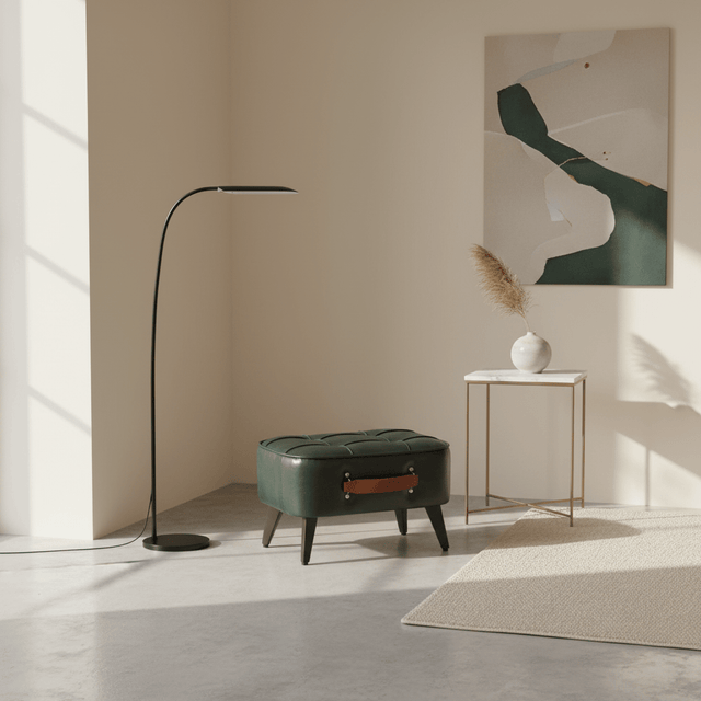 Green Luca Montero Faux Leather Stool - Palatium Lux