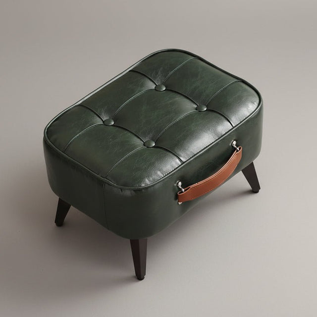 Green Luca Montero Faux Leather Stool - Palatium Lux
