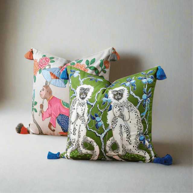 Green Monkeys Velvet Pillow Cover pillow covers - Palatium Lux